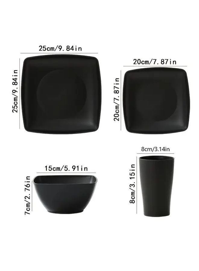 16 Pack Square Unbreakable Tableware Set Lightweight Durable for Home Picnic Travel Camping Dishwasher Safe Microwaveable - Image 3